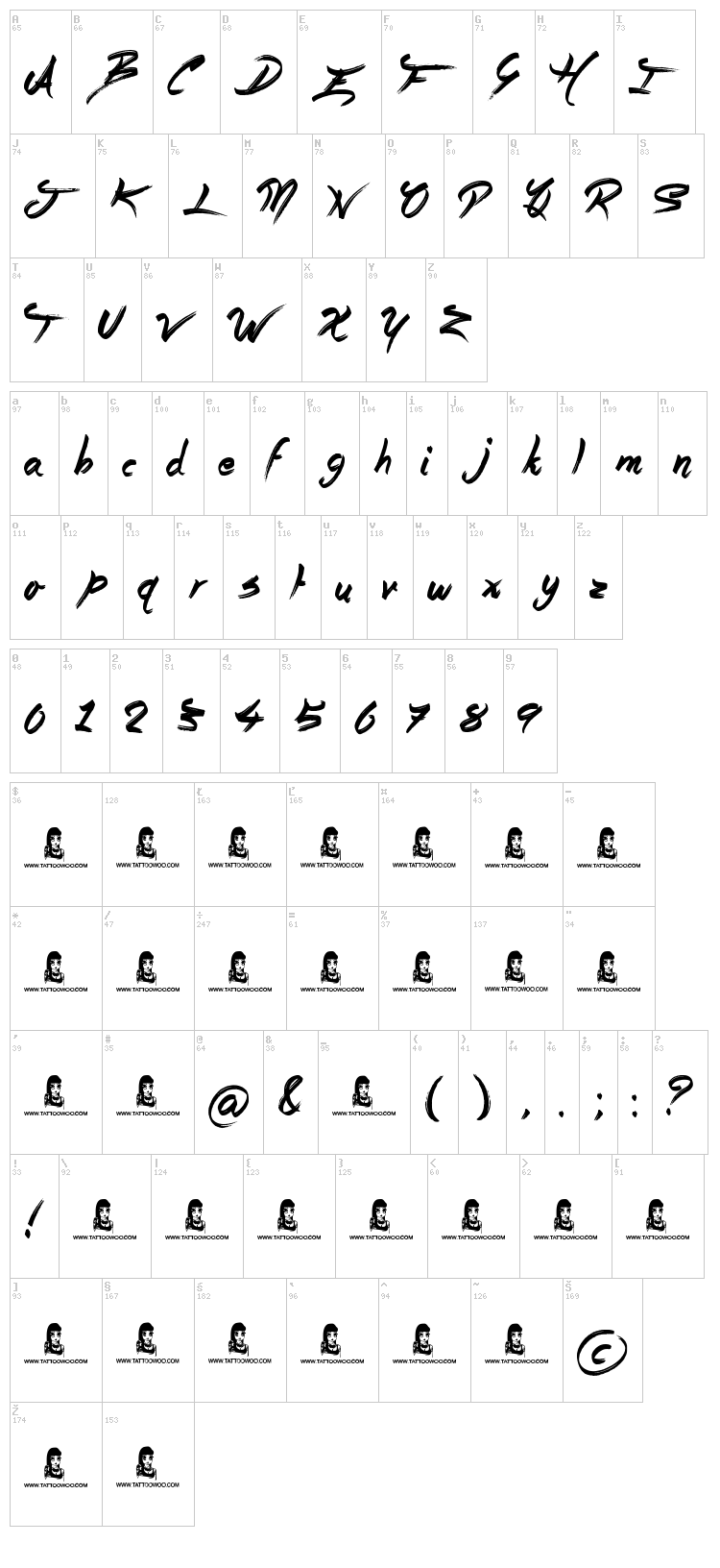 Story Book font map